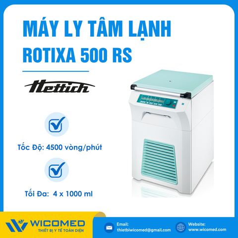 Máy Ly Tâm Lạnh Dung Tích Lớn 4500 Vòng/Phút Hettich Rotixa 500RS
