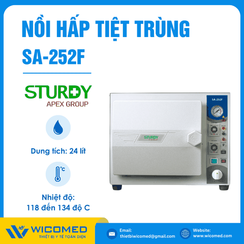 Nồi Hấp Tiệt Trùng Để Bàn 24 Lít Sturdy SA-252F | Sấy Tự Động