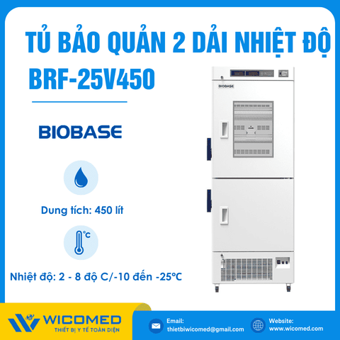 Tủ Bảo Quản 2 Dải Nhiệt Độ 450 Lít Biobase BRF-25V450