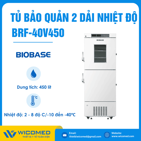 Tủ Bảo Quản 2 Dải Nhiệt Độ 450 Lít Biobase BRF-40V450