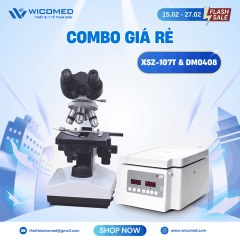 Combo Kính Hiển Vi 2 Mắt XSZ-107T Và Máy Ly Tâm DM0408 | Chưa Tới 10 Triệu