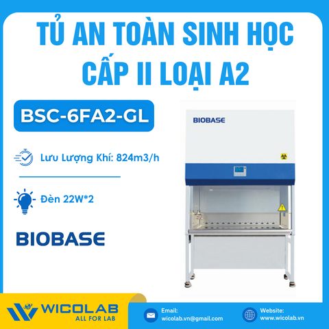 Tủ An Toàn Sinh Học Cấp II Kiểu A2 Biobase Trung Quốc BSC-6FA2-GL(3') | 1.8m - Chuẩn NSF