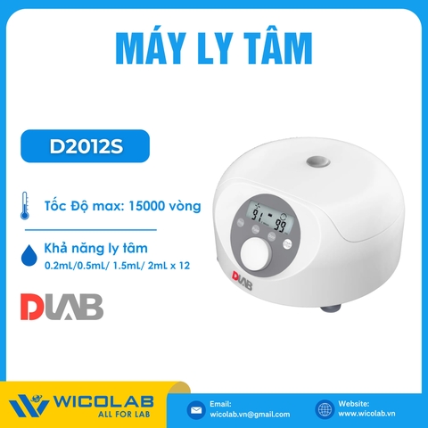 Máy Ly Tâm Tốc Độ Cao 15,000 vòng/phút Dlab D2012S | 12 ống 1.5/2.0ml