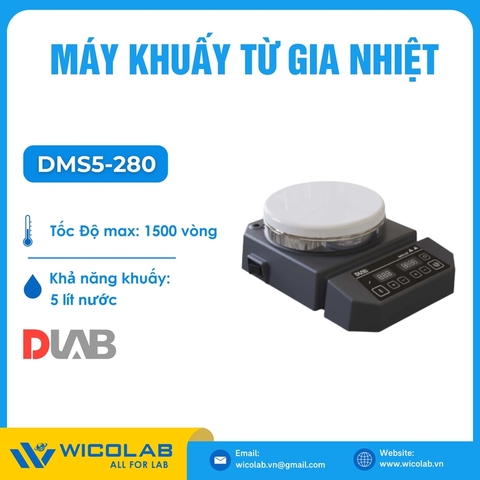 Máy Khuấy Từ Gia Nhiệt Tối Đa 280 Độ C Dlab DMS5-280 | Khuấy tối đa 5 lít
