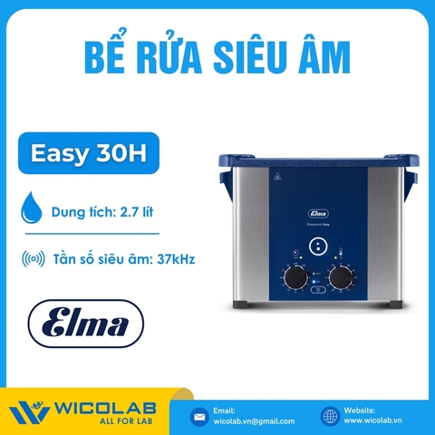 Bể Rửa Siêu Âm Gia Nhiệt Elma - Đức Easy 30H | 2.7 Lít
