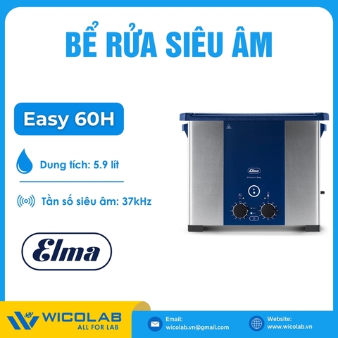 Bể Rửa Siêu Âm Gia Nhiệt Elma - Đức Easy 60H | 5.9 Lít