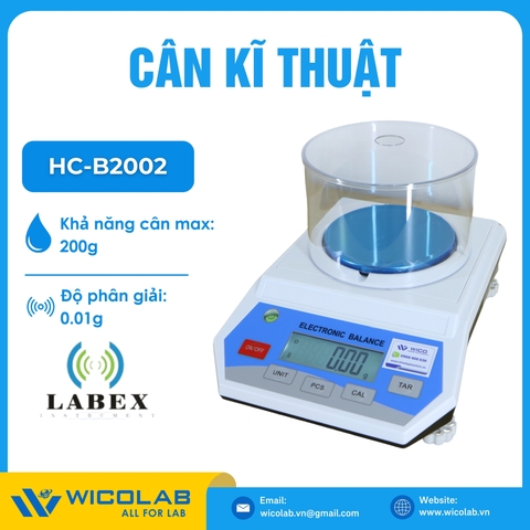 Cân Kỹ Thuật 2 Số Lẻ Labex Anh HC-B2002 | 200g - 0.01g