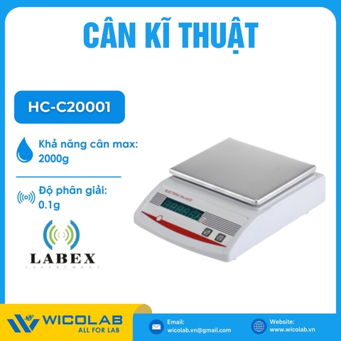 Cân Kỹ Thuật 1 Số Lẻ Labex Anh HC-C20001 | 2kg - 0.1g