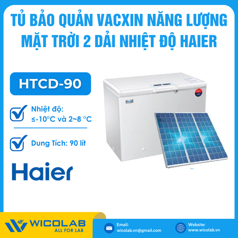 Tủ Bảo Quản Vacxin Năng Lượng Mặt Trời 2 Dải Nhiệt Độ Haier HTCD-90 | 90 Lít