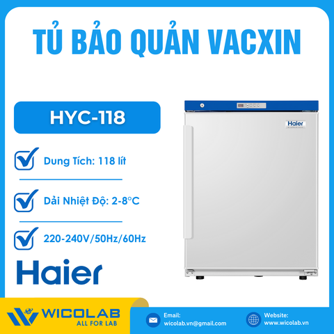 Tủ Bảo Quản Vacxin 2 - 8 Độ Haier HYC-118 | 118 Lít