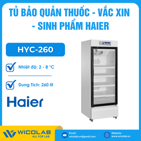 Tủ Bảo Quản Vacxin 2 - 8 Độ Haier HYC-260 | 260 Lít
