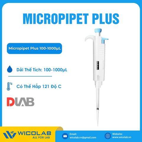 Micropipet Plus Đơn Kênh Dải Thay Đổi Dlab 100-1000µL | Hấp Được