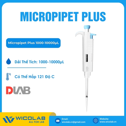 Micropipet Plus Đơn Kênh Dải Thay Đổi Dlab 1000-10000µL | Hấp Được