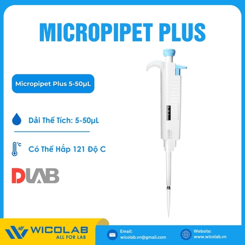 Micropipet Plus Đơn Kênh Dải Thay Đổi Dlab 5-50µL | Hấp Được