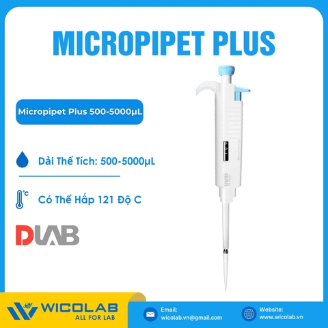 Micropipet Plus Đơn Kênh Dải Thay Đổi Dlab 500-5000µL | Hấp Được