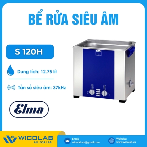 Bể Rửa Siêu Âm Có Gia Nhiệt Elma - Đức S120H | 12.75 Lít