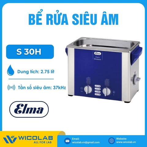 Bể Rửa Siêu Âm Gia Có Nhiệt Elma S30H | 2.75 Lít
