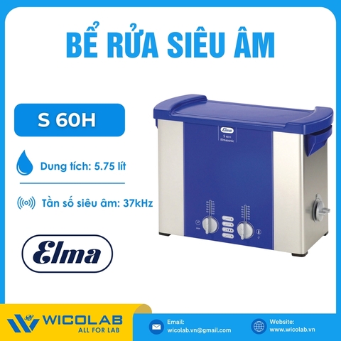Bể Rửa Siêu Âm Có Gia Nhiệt Elma - Đức S60H | 5.75 Lít