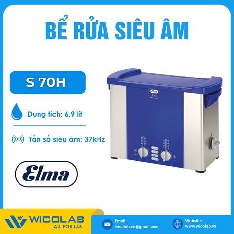 Bể Rửa Siêu Âm Có Gia Nhiệt Elma - Đức S70H | 6.9 Lít