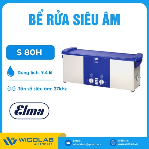 Bể Rửa Siêu Âm Có Gia Nhiệt Elma - Đức S80H | 9.4 Lít