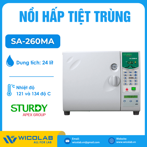 Nồi Hấp Tiệt Trùng Để Bàn 24 Lít Sấy Chân Không  Sturdy SA-260MA