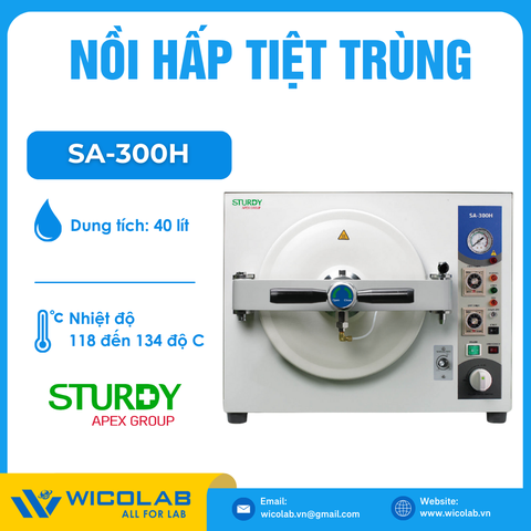 Nồi Hấp Tiệt Trùng Để Bàn 40 Lít Sturdy Đài Loan SA-300H | Sấy Tự Động