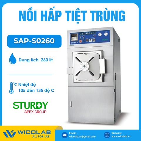 Nồi Hấp Tiệt Trùng 260 Lít Buồng Hấp Vuông Sturdy SAP-S0260