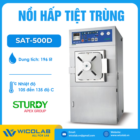 Nồi Hấp 196 Lít Buồng Tròn 2 Cửa Sturdy SAT-500D