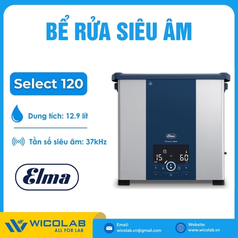 Bể Rửa Siêu Âm Gia Nhiệt Elma - Đức Select 120 | 12.9 Lít