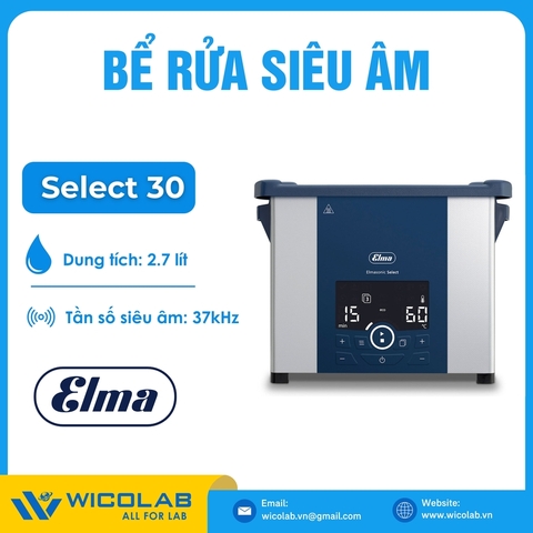 Bể Rửa Siêu Âm Gia Nhiệt Elma - Đức Select 30 | 2.7 Lít