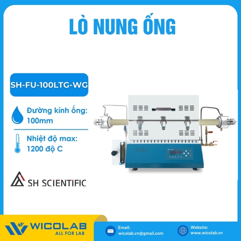 Lò Nung Ống + Gas Flow 1200 Độ SH Scientific SH-FU-100LTG-WG