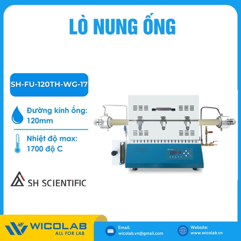 Lò Nung Ống + Gas Flow 300mm 1700 Độ SH Scientific Hàn Quốc SH-FU-120TH-WG