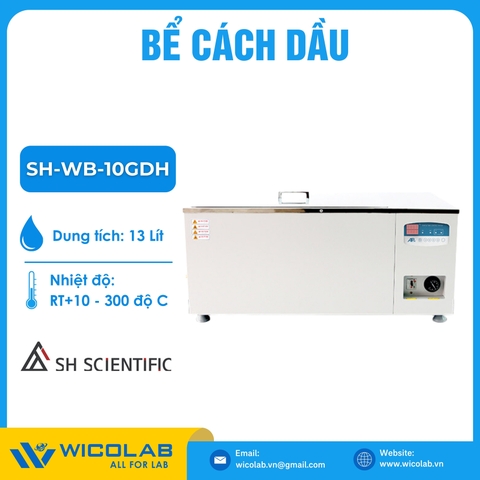 Bể Điều Nhiệt Cách Dầu 300 Độ C SH Scientific Hàn Quốc SH-WB-10GDH | 13 Lít