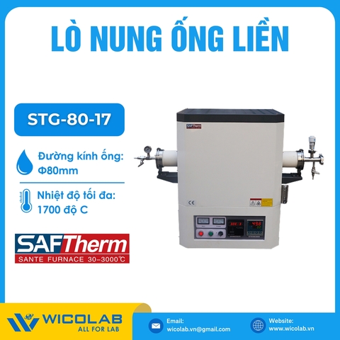 Lò Nung Ống Liền 1700 Độ C Saftherm - Trung Quốc STG-80-17 | Φ80mm