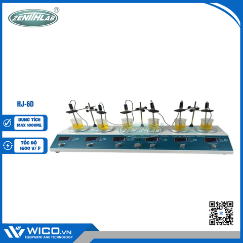 Máy Khuấy Từ Gia Nhiệt 6 Vị Trí Trung Quốc Zenith Lab HJ-6D