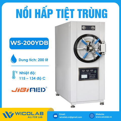 Nồi Hấp Tiệt Trùng Nằm Ngang 200 Lít Jibimed WS-200YDB (Có Máy In)