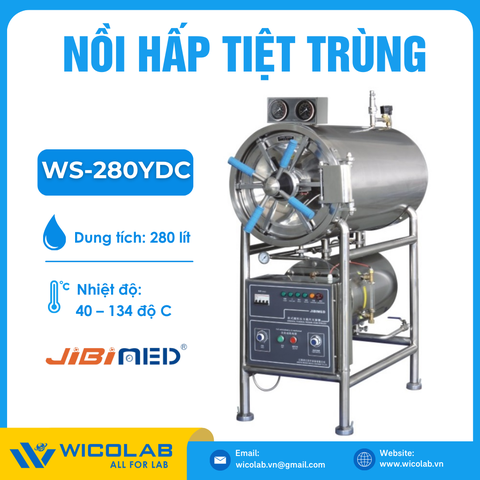 Nồi Hấp Tiệt Trùng Nằm Ngang 280 Lít Jibimed WS-280YDC (Inox)