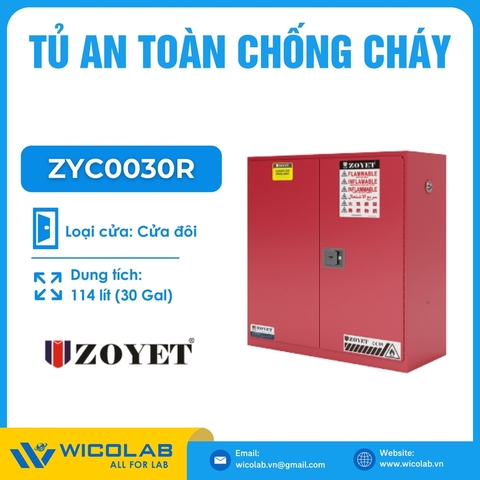 Tủ Đựng Hóa Chất An Toàn Chống Cháy Zoyet - Trung Quốc ZYC0030R | 114 Lít