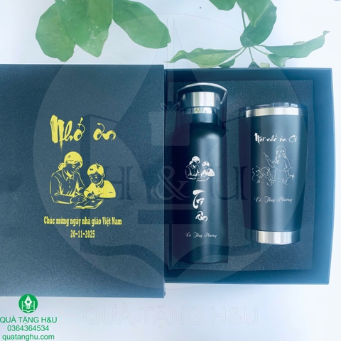 Bộ Quà Tặng Bình và Ly Giữ Nhiệt – Khắc Theo Yêu Cầu