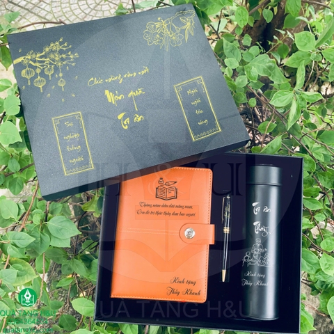 Bộ Quà Tặng Khắc Theo Yêu Cầu – Sổ Tay, Bút Kim Loại, Bình Giữ Nhiệt
