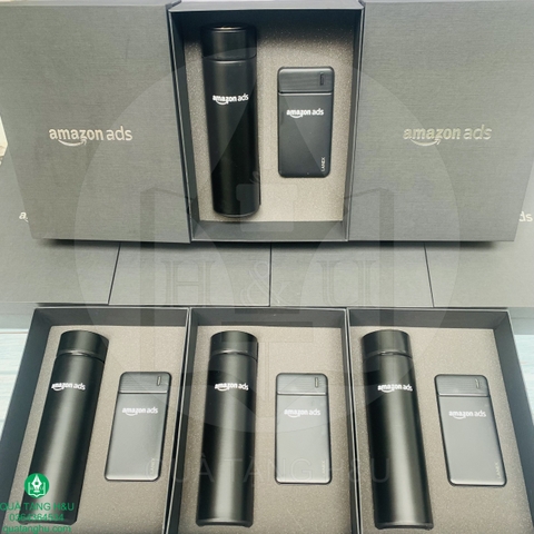 Set Quà Tặng 2 Sản Phẩm Cao Cấp – Bình Giữ Nhiệt Và Pin Sạc Dự Phòng Khắc Theo Yêu Cầu