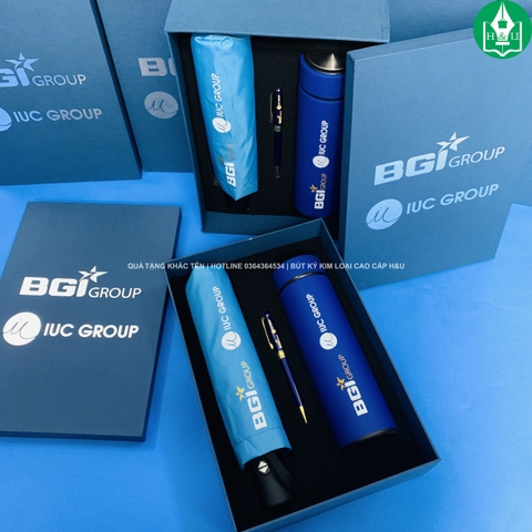 Gift Set Bình – Bút – Dù In Logo | Bộ Quà Tặng Doanh Nghiệp Cao Cấp, Ý Nghĩa
