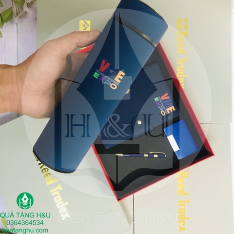 Bộ Quà Tặng Giftset 4 Sản Phẩm - Binh Nước, Sổ Tay, Bút Ký, Hộp Name card