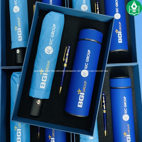 Gift Set Bình – Bút – Dù In Logo | Bộ Quà Tặng Doanh Nghiệp Cao Cấp, Ý Nghĩa