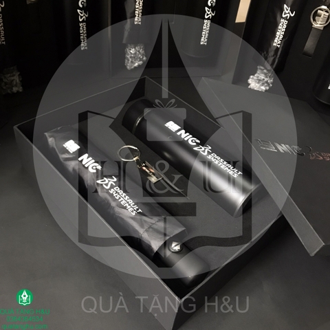 Giftset 3 Sản Phẩm Dù Cầm Tay, Bình Nước Giữ Nhiệt, Móc Khóa