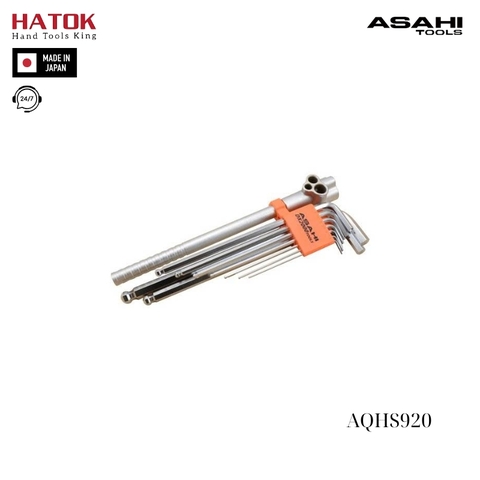 Bộ lục giác đầu bi 9 chi tiết kèm tay vặn Asahi AQHS920 Nhật Bản
