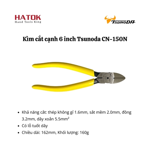 Kìm cắt cạnh 6 inch Tsunoda CN-150N Nhật Bản