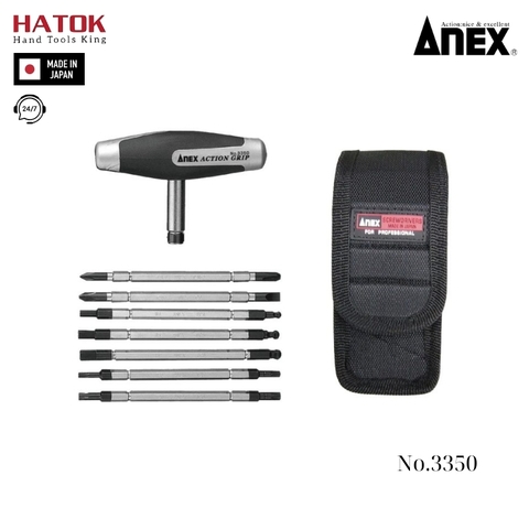 Bộ tay vặn vít 8 chi tiết có từ tính Anex No.3350 Nhật Bản