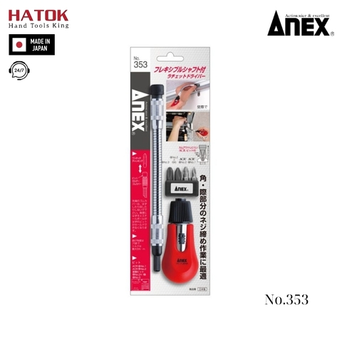 Bộ tô vít 4 cái ngắn kèm thanh nối Anex No.353 Nhật Bản