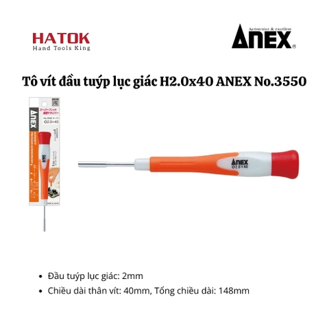 Tô Vít Đầu Tuýp Lục Giác H2.0x40 ANEX No.3550 Nhật Bản
